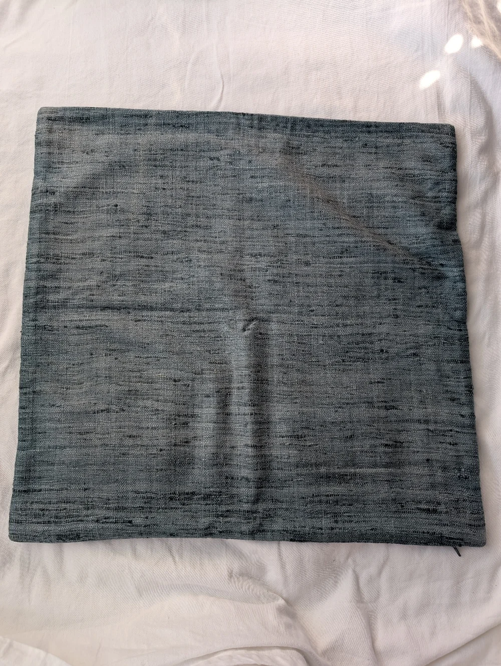 Crate&Barrel Trevino Silk Textured Green Pillow Covers  Cotton Velour Back - 2